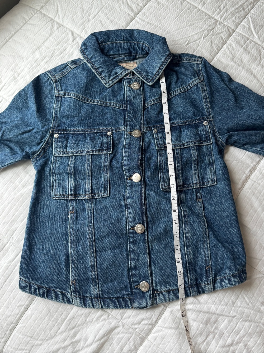 Free People asymmetrical dark wash jean denim jacket - Picture 6 of 9